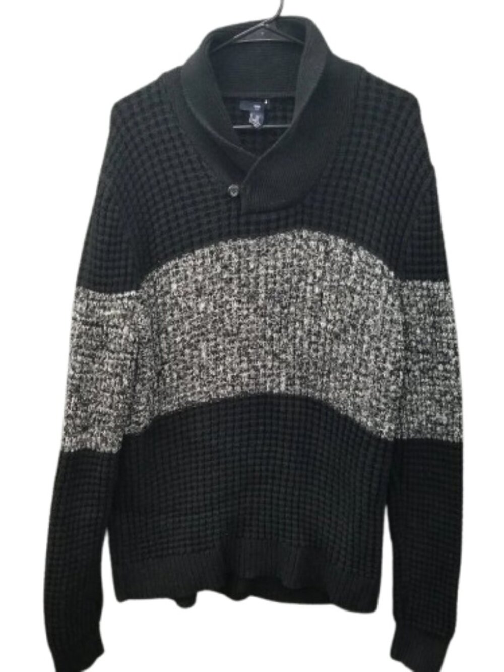 ❤️3/$15 Gap Cotton Sweater black Gray 1/4 Button Neck Men's Large